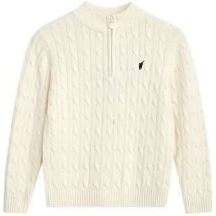 POLOWALK童装 男童毛衣儿童针织衫打底衫2025秋冬新款半开襟线衫