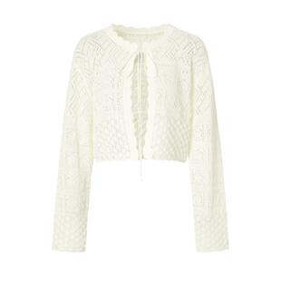 MOISSAC摩萨克镂空针织开衫短外套上衣女