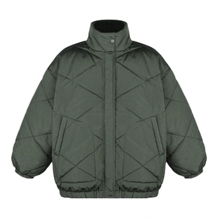 阿汤哥TANG*AMV同源菱格纹高领棉服2025冬季新款男OVERSIZE外套