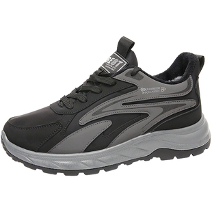 中老年健步鞋男士保暖软底老人鞋透气运动休闲鞋冬季加绒爸爸棉鞋