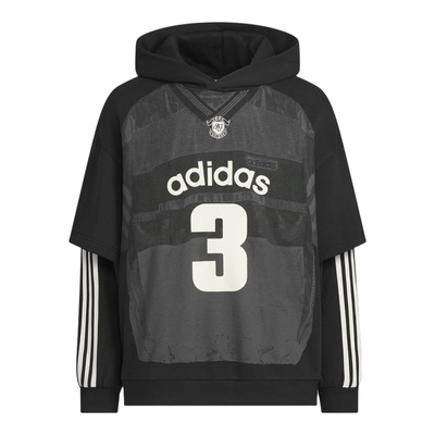 Adidas/阿迪达斯正品2025秋季款男士耐穿连帽假两件卫衣KC2607