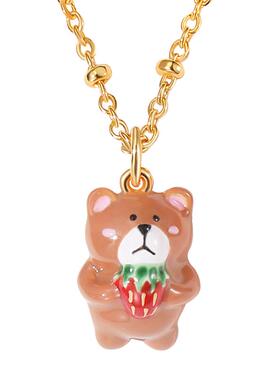 可爱草莓熊珐琅简约项链女