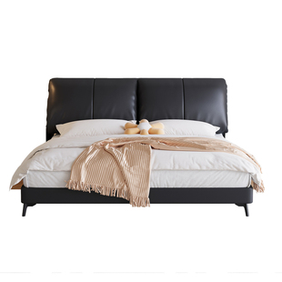 意式极简大象耳朵真皮床现代简约1米8双人床小户型主卧室储物婚床