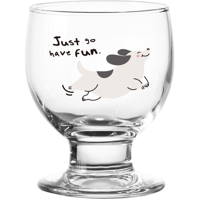 原创快乐小狗玻璃高脚杯咖啡杯子