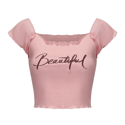 纪小白原创LOGO荷叶边短T恤