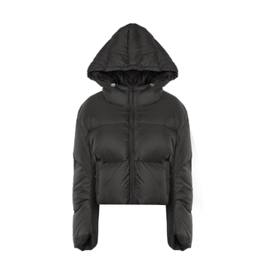 DPLAY【90鸭绒】通勤保暖防风连帽设计米色短款面包服羽绒服