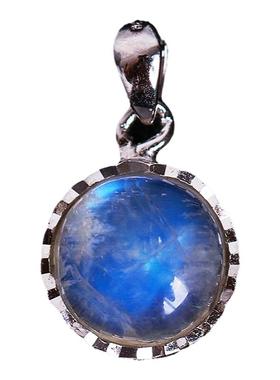 月光石圆形礼物纯银包边镶嵌吊坠
