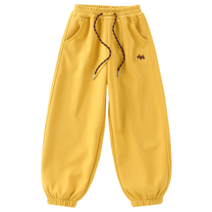 2025女童男童裤子春秋冬洋气小女孩宽松休闲儿童黑色加绒运动卫裤