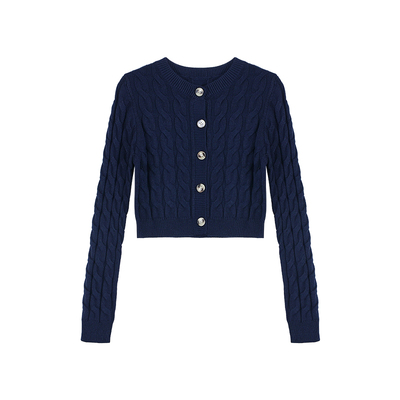 圆领针织开衫外套女短款毛衣上衣