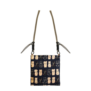 日系卡通猫咪手机包女2025新款通勤单肩斜挎小布包高级感手机袋