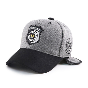 男童帽子冬季加厚棒球帽毛呢鸭舌帽儿童加绒遮护耳帽小学生保暖帽