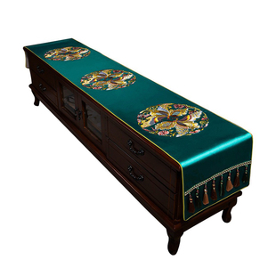 中式电视柜盖布布艺桌布防尘餐桌垫长方形家用床头布红木沙发坐垫