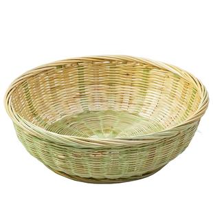 精品竹编果蔬篮水果篮洗菜篮圆形糖果筐干果托盘隔水蒸盘青皮手工