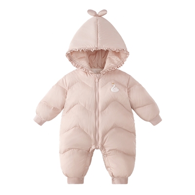 [抗菌远红外]婴儿羽绒服女小童洋气鸭绒婴童连帽衣服宝宝秋连体衣
