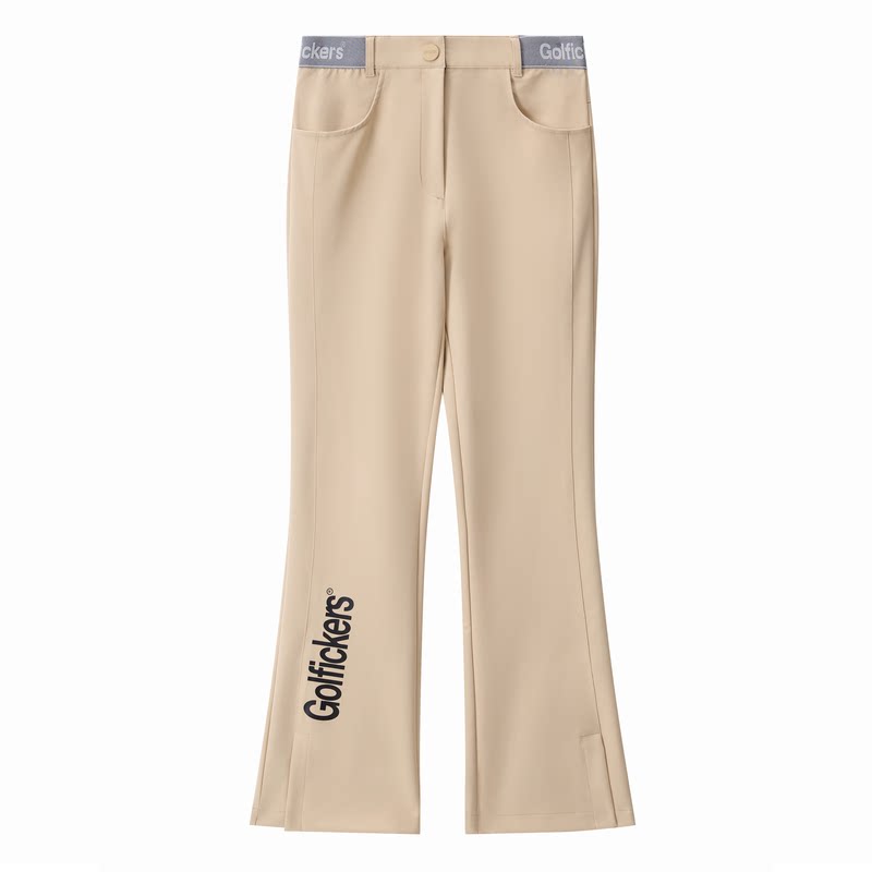 [GOLFICKERS]高尔夫球手女士长裤侧边大Logo高腰显瘦运动微喇叭裤