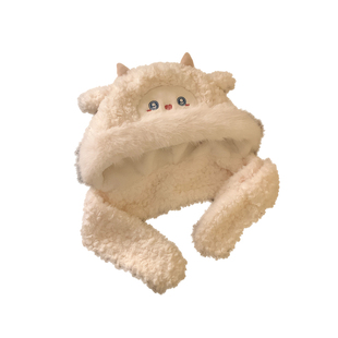 可爱小绵羊毛绒帽女冬季新款防寒保暖帽子围巾一体加厚护耳雷锋帽