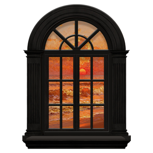 法式假窗户客厅装饰画温馨治愈沙发背景墙挂画创意发光玄关壁画