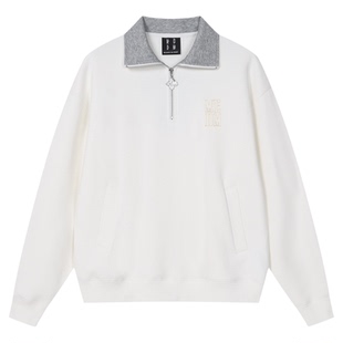 MEDM 空气层阔版半拉链休闲立领卫衣潮流百搭慵懒风宽松上衣秋冬