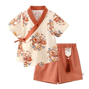 龙喜年一周岁男宝礼服中式唐装汉服婴儿少爷抓周百天宴衣服套装夏