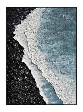 油画客厅挂画纯手绘《星海大海》黑白肌理画背景墙装饰画玄关壁画