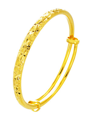 镀真金24K沙金天星推拉手镯女