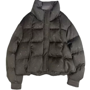 商场同款立领中空纱带闪片加厚保暖90白鸭绒短款小个子女生羽绒服