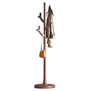 实木衣帽架落地卧室家用小型艺术挂衣架设计感收纳衣服挂架晾衣架