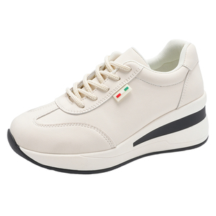 厚底坡跟内增高鞋女软底不累脚休闲运动鞋轻便小码34单鞋女士皮鞋