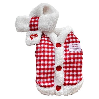 新年甜心！小狗衣服秋冬新款贵宾泰迪吉娃娃比熊棉服猫咪冬装加厚