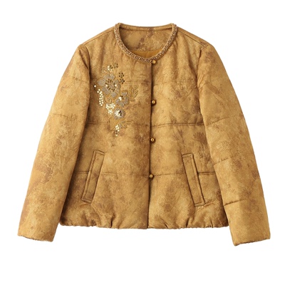 新中式重工刺绣羊毛短款女棉服