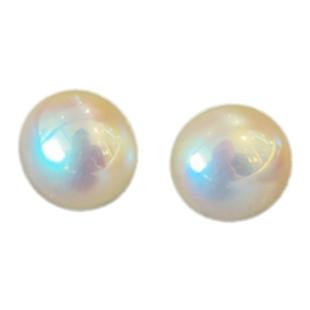 法式复古炫彩馒头扁圆珍珠耳钉高级感轻奢小众耳饰ins冷淡风耳环