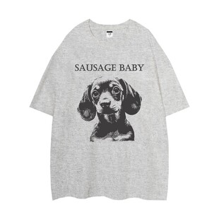 沈月同款重磅小狗狗印花短袖T恤2026夏季情侣款半袖休闲宽松衣服