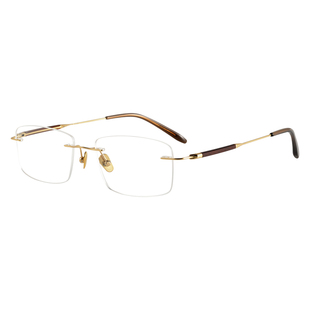 商道伐谋！小叶紫檀日本手作超轻纯钛男潮商务近视无框方眼镜框架