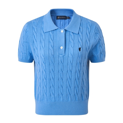 POLOWALK翻领绞花修身套头针织衫