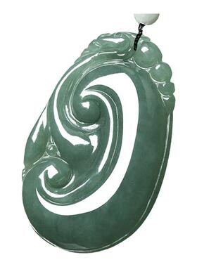 天然油青翡翠如意吊坠挂件礼物