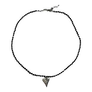 周洁琼同款买手店waki正品黑色爱心项链choker天然石小众串晶首饰