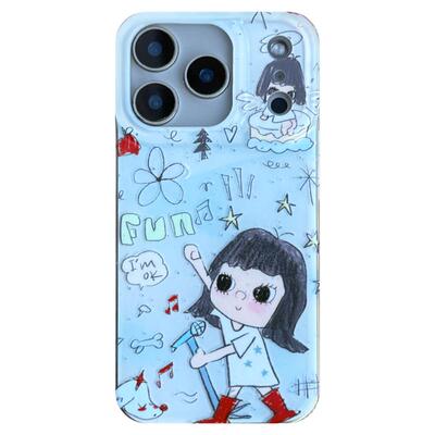 可爱涂鸦星星摇滚女孩苹果手机壳