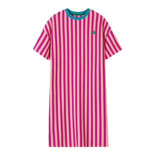 KUUYOO谷由儿童夏季条纹中大童连衣裙女童裙子亲子装小个子长裙秋