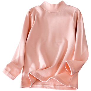 蔚未来女童打底衫秋冬款纯棉长袖T恤儿童半高领秋衣宝宝纯色上衣