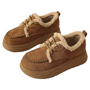 星期六真皮厚底勃肯鞋女2025冬季新款皮毛一体不累脚加绒毛毛鞋