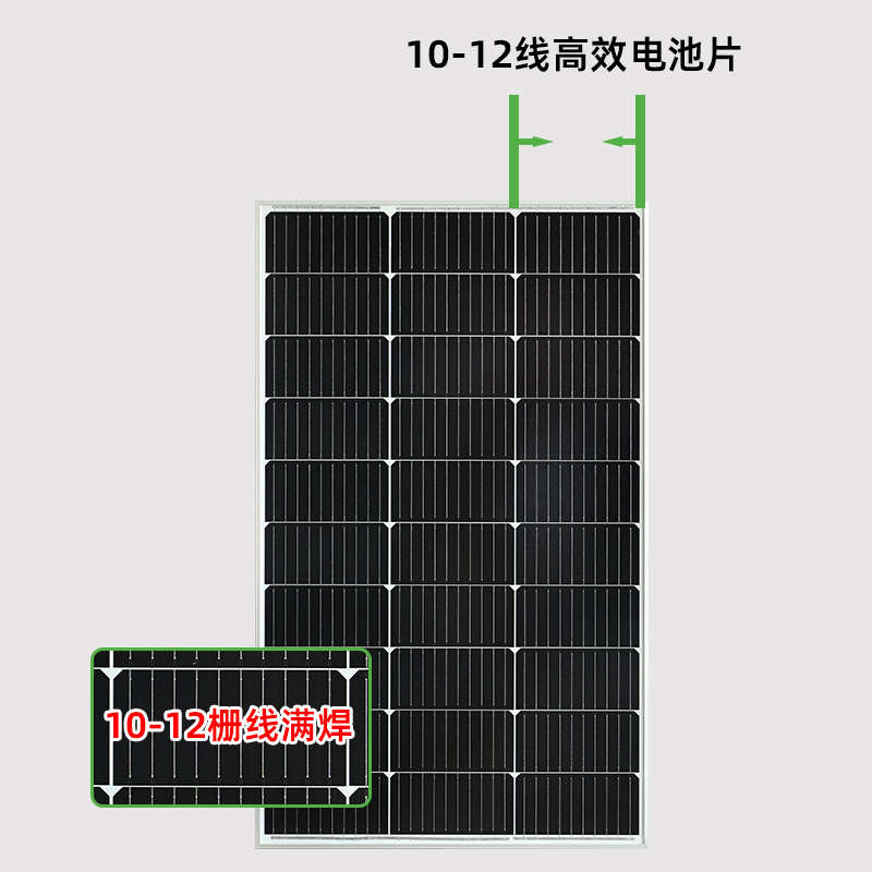 全新单晶100W太阳能板12V光伏充电板家用发电板200瓦电池板18伏