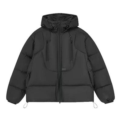 双拉链连帽泡芙感羽绒棉服