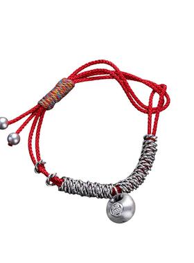 足银复古福袋编织红绳手链气质个性2025年民族风文艺手环百搭饰品