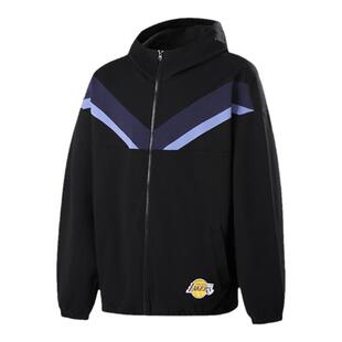 NBA官方湖人运动情侣外套夹克高领长袖上衣连帽开衫早春保暖男女