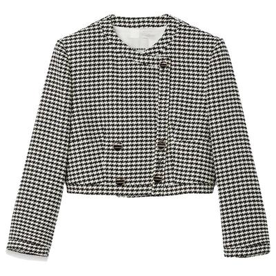 SANDRO法式气质千鸟格短款夹克