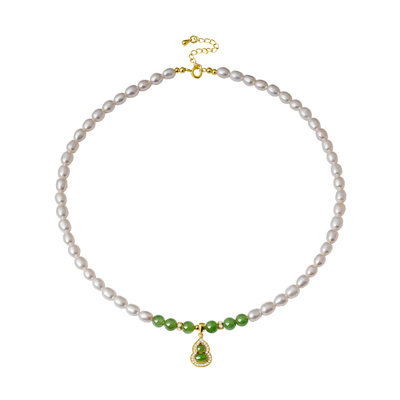 宫里上新正品珍珠翡翠葫芦项链