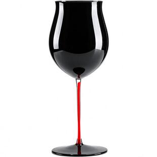 黑底红腿酒杯彩色杆rie水晶玻璃红酒杯郁金香非力多黑红领结高脚