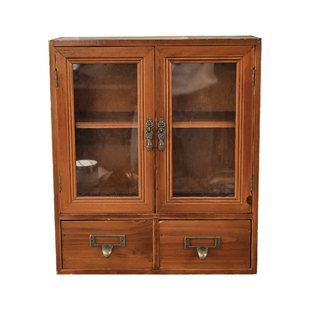 盲盒柜木质杯子桌面收纳盒化妆品桌上置物架复古抽屉式台面收纳柜