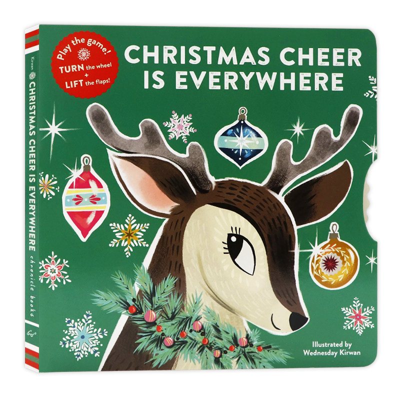圣诞躲猫猫机关操作书英文原版绘本 Christmas Cheer Is Everywhere 圣诞欢乐无处不在低幼纸板翻翻书早教玩具书 Wednesday Kirwan