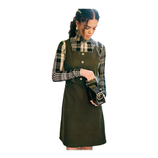 MP英伦复古原创设计 学院风绅士猫刺绣口袋减龄显瘦背心裙